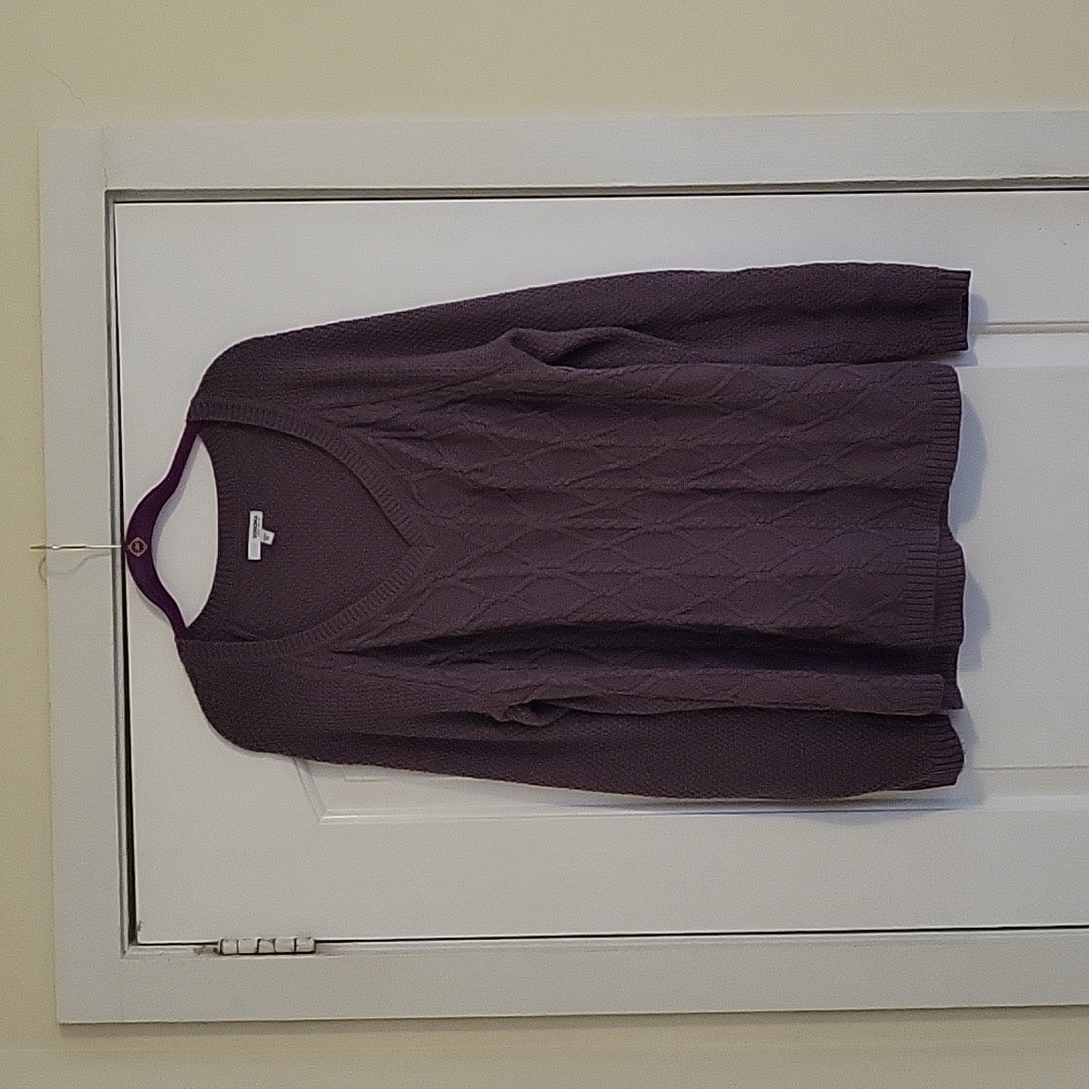 Sonoma, XL, Purple, Cable Knit, V-Neck Sweater